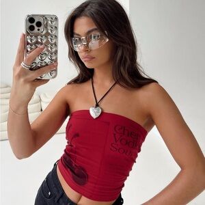 Princess Polly Red Tube Crop Top